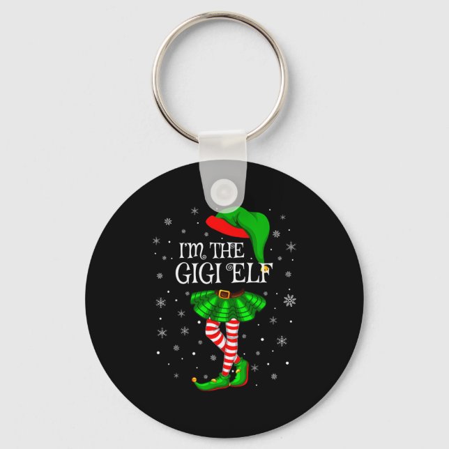 Gigi Elf Christmas Matching Family Women Girls Elf Keychain (Front)