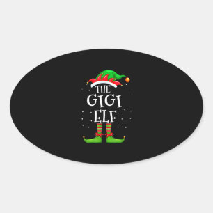 Gigi Elf Family Matching Christmas Group Pajama Oval Sticker