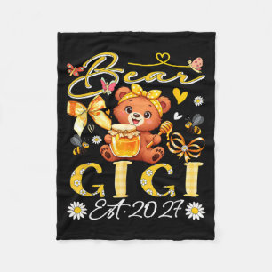 Gigi Est 2027 Floral Bow Tie Mothers Day Bear Fleece Blanket
