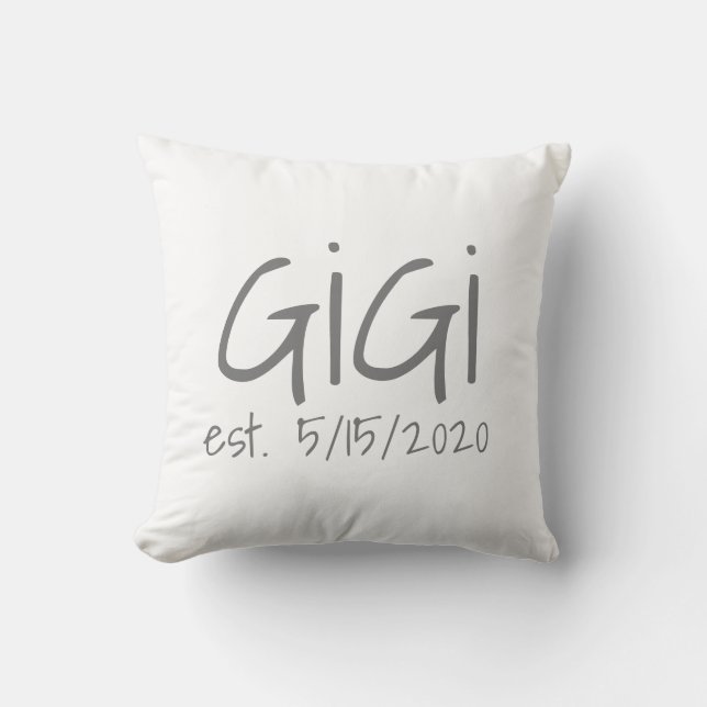 Gigi Established Date Throw Pillow (Front)