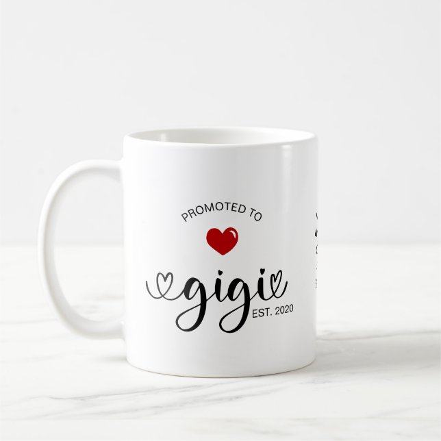 Gigi Established Promoted To Grandmother Gift Coffee Mug (Left)