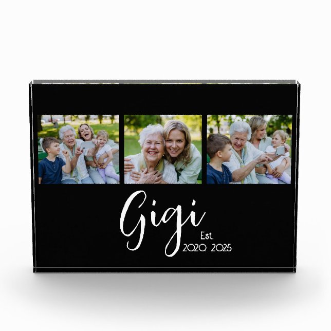 Gigi Established Script Black 3 Photo Block (Front)