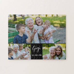 Gigi Established Script Black 3 Photo Jigsaw Puzzle