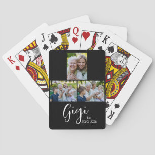 Gigi Established Script Black 3 Photo Playing Cards