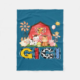Gigi Farm Cow Birthday Boy Matching Family Party Fleece Blanket