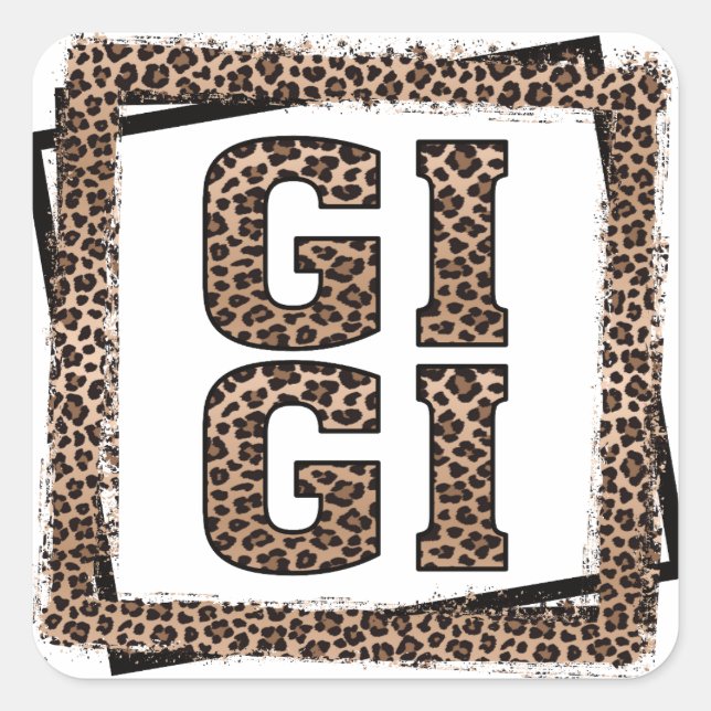 Gigi Leopard Cheetah Frame Gifts for Grandma Square Sticker (Front)