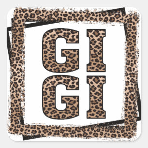 Gigi Leopard Cheetah Frame Gifts for Grandma Square Sticker