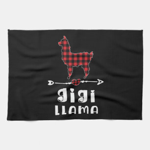 Gigi Llama Christmas Pajama Red Plaid Buffalo Gift Kitchen Towel