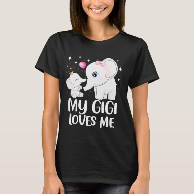 Gigi Loves Me Cute Elephant Tee For Kids On Mother (Front)