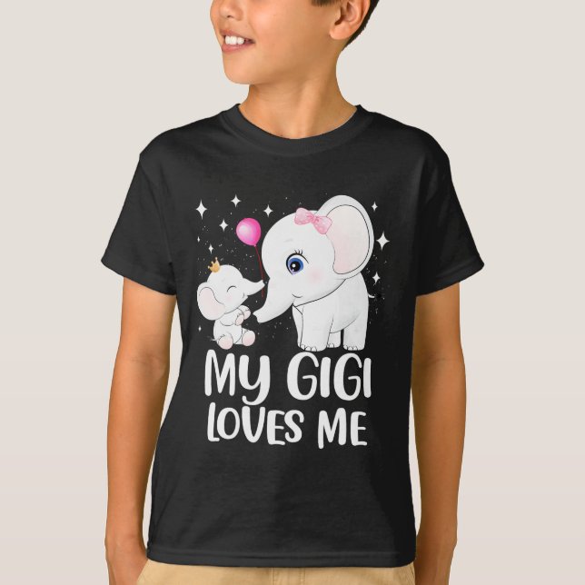 Gigi Loves Me Cute Elephant Tee For Kids On Mother (Front)