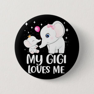Gigi Loves Me Cute Elephant Tee For Kids On Mother 2 Inch Round Button