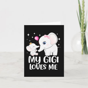 Gigi Loves Me Cute Elephant Tee For Kids On Mother Card