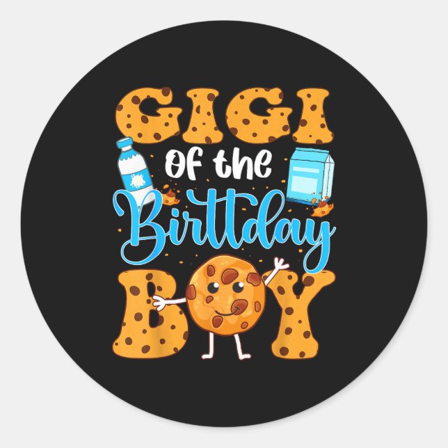 Gigi Of The Birthday Boy Milk And Cookies 1st Birt Classic Round Sticker (Front)