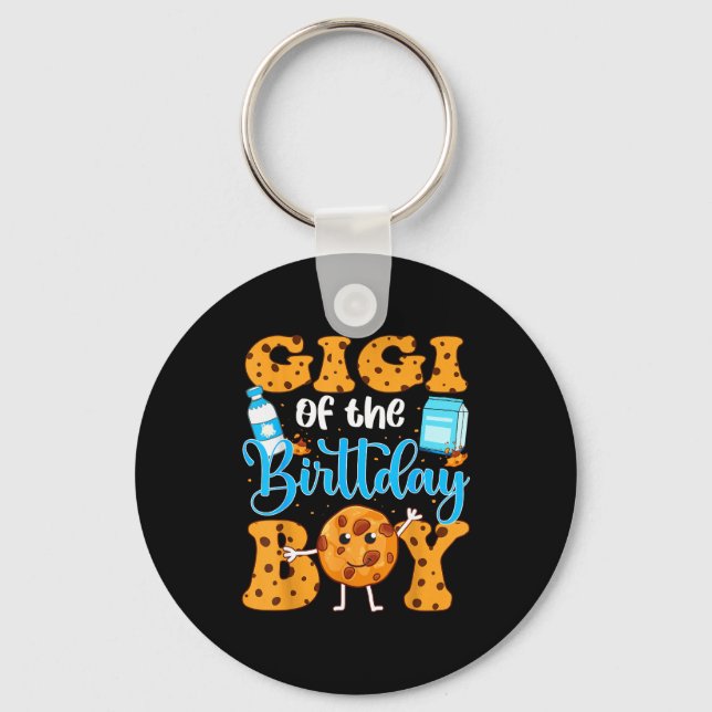 Gigi Of The Birthday Boy Milk And Cookies 1st Birt Keychain (Front)