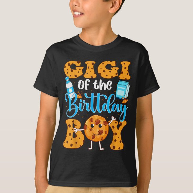 Gigi Of The Birthday Boy Milk And Cookies 1st Birt T-Shirt (Front)