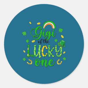 Gigi of the lucky one 1st birthday kids shamrock classic round sticker