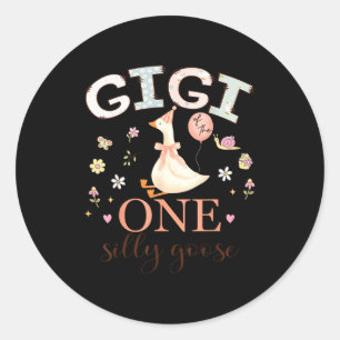 Gigi of the one silly goose 1st birthday girl classic round sticker