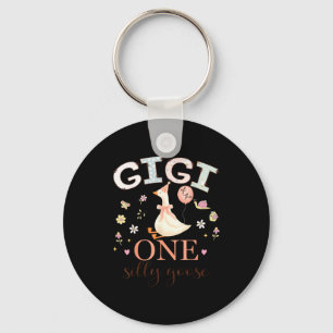 Gigi of the one silly goose 1st birthday girl keychain