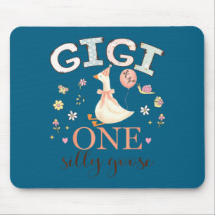 Gigi of the one silly goose 1st birthday girl mouse pad