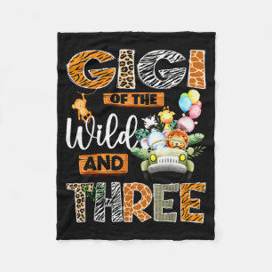 Gigi Of The Wild And Three 3rd Birthday Boy Safari Fleece Blanket