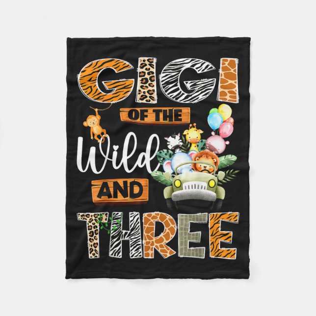 Gigi Of The Wild And Three 3rd Birthday Boy Safari Fleece Blanket (Front)
