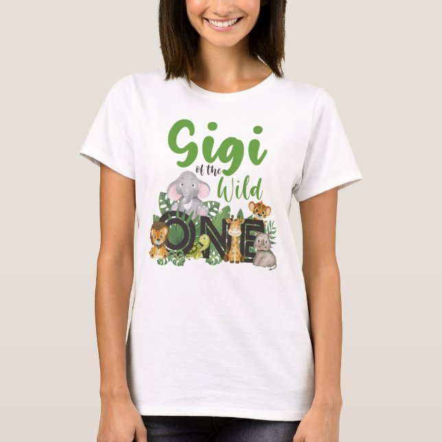 Gigi of the Wild One Safari Animals matching T-Shirt (Front)