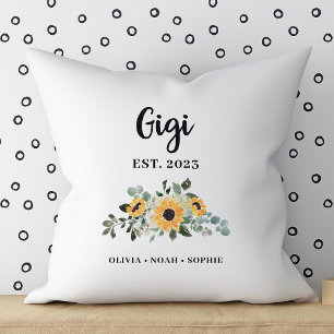 Gigi   Pretty Rustic Sunflower and Names Throw Pillow