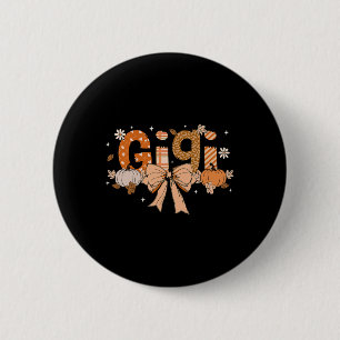 Gigi Pumpkin Fall Coquette Bow Thanksgiving Mom Wo 2 Inch Round Button