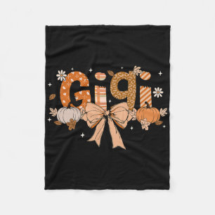 Gigi Pumpkin Fall Coquette Bow Thanksgiving Mom Wo Fleece Blanket