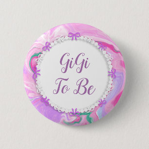 Gigi To Be Baby Shower Pink & Purple    2 Inch Round Button