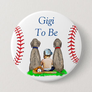 Gigi to Be   Baseball Themed Boy's Baby Shower 3 Inch Round Button