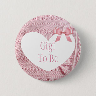 Gigi to be Pink Bow Baby Shower Button