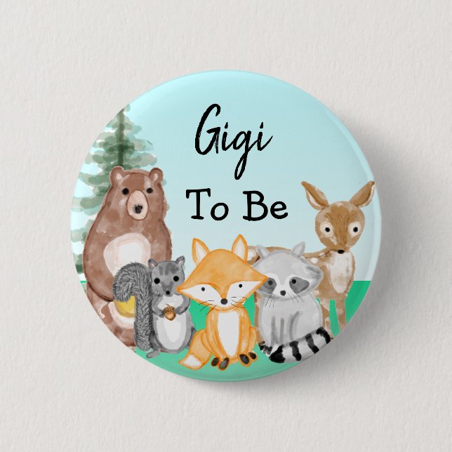 Gigi To Be Woodland Creatures Baby Shower 2 Inch Round Button (Front)