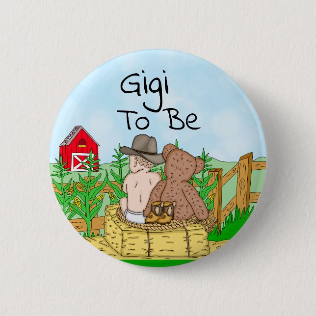 Gigi to Boy''s Baby Shower  2 Inch Round Button (Front)