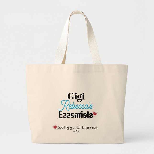 Gigi's Essential Double Sided Print | Custom Name Large Tote Bag (Front)