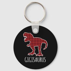Gigisaurus Buffalo Plaid Dinosaur Funny Matching C Keychain