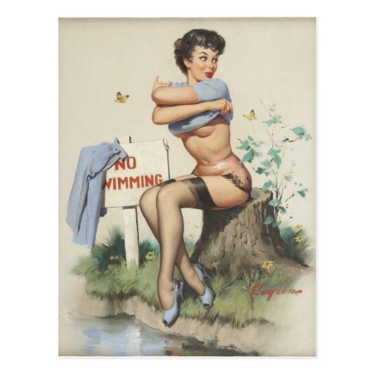 GIL ELVGREN Taking a Chance Pin Up Art Postcard