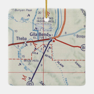 Gila Bend AZ Vintage Map Ceramic Ornament