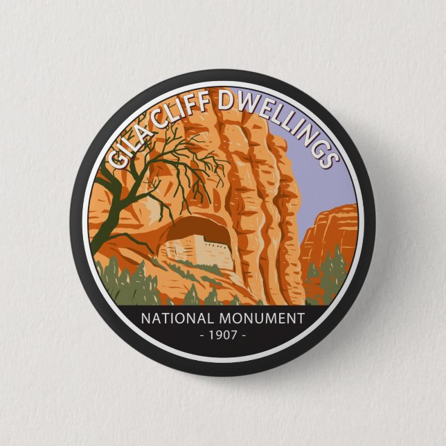 Gila Cliff Dwellings National Monument Circle  2 Inch Round Button (Front)