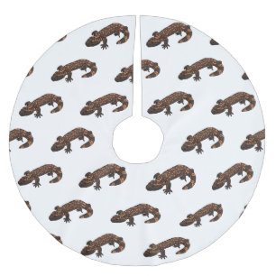 Gila monster cartoon illustration brushed polyester tree skirt