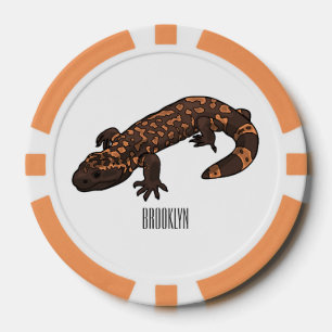 Gila monster cartoon illustration poker chips