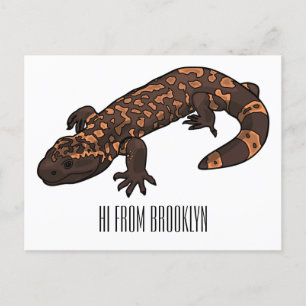 Gila monster cartoon illustration postcard