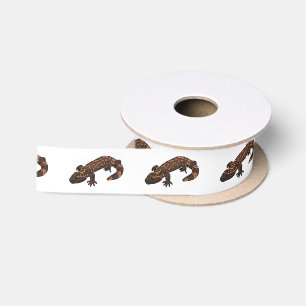 Gila monster cartoon illustration satin ribbon