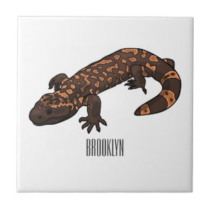 Gila monster cartoon illustration tile