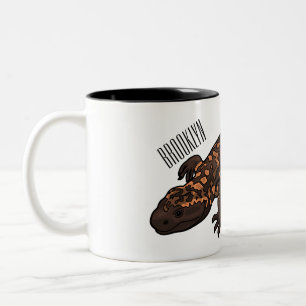 Gila monster cartoon illustration Two-Tone coffee mug