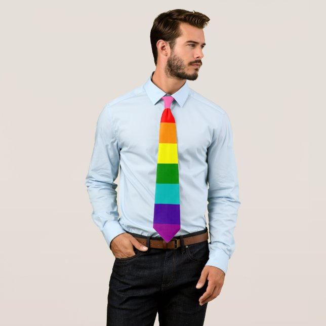 Gilbert Baker Pride Flag Rainbow LGBT Tie (In Situ)