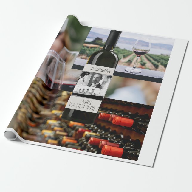 Gilded Age Wine-Themed Wrapping Papper Wrapping Paper (Unrolled)