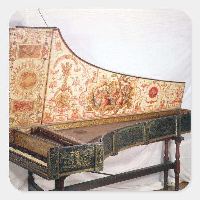 Gilded and painted harpsichord square sticker (Front)