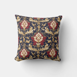 Gilded Art Nouveau Floral Damask Throw Pillow