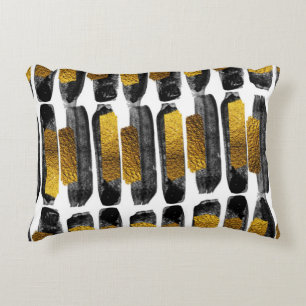 Gilded Artistry: Black & Gold Abstract Accent Pillow